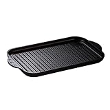 Lieblingspfanne Grillplatte induktionsherd BBQ Grillwendeplatte gerippt antihaftbeschichtete Aluminium Guss ALLE Herdarten und Gasgrill, 36,5 x 21,5cm Backofengeeignet bis 240 Grad