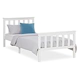 Homestyle4u 1416, Holzbett 90x200 mit Lattenrost Weiß Bett Bettgestell Kinderbett Kiefer Massivholz