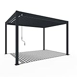 WEIDE - Classic Terrassenüberdachung freistehend mit einstellbarem Stahl-Lamellendach I Pfosten aus Voll-Aluminium I Robustes Terassenüberdach I wasserdicht (Anthrazit, 3 x 4 M)