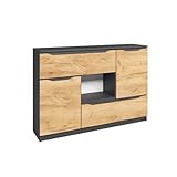 Vicco Sideboard Ruben, Anthrazit/Goldkraft Eiche, 120 x 84 cm mit Schubladen