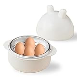 Aloskart Kreative Hühnerform Mikrowellen-Eierkocher 4 Eier Kapazität Geeignet für Frühstück Kochen,Gratis Eierschneider