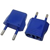 Powice 2 Stück US to EU Adapter, Stecker Adapter Usa Auf Europa, Adapter Usa Deutschland Stecker, US Auf EU Adapter, US zu Deutsch 2 Pin Steckeradapter für US zu EU Stromwandler (Blau)