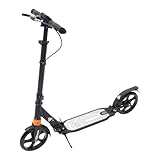 AKANGOMM Erwachsene Kinder Kickscooter, Tretroller Roller mit Handbremse Höhenverstellbar Scooter Faltbar Kickscooter Aluminiumlegierung Kinder Tretroller Erwachsene Schwarz