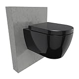 Spülrandloses Wand-WC NT2038 Schwarz verkürzte Version Ideal für Gäste WCs mit SoftClose-Deckel (Absenkautomatik) Toilette aus Sanitärkeramik mit abnehmbareren WC-Sitz, Tiefspül-WC mit Standard Deckel