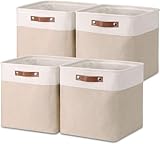 Mangata Stoff-Aufbewahrungsboxen 33x33x33cm, 4er-Set Würfel-Aufbewahrungskörbe für Regale, Kleiderschrank