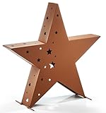 Kobolo Kerzenhalter Teelichthalter Laterne - Star - aus Metall - Rostoptik - 1 Teelicht - XL