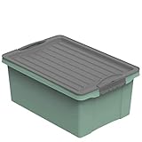 Rotho Compact Aufbewahrungsbox 13l mit Deckel, Kunststoff (PP recycelt) BPA-frei, grün/anthrazit, A4/13l (39.5 x 27.5 x 18.0 cm)