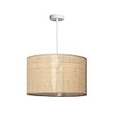 LEDKIA LIGHTING Hängeleuchte Rattan Baracoa 200xØ400 mm Weiß E27 Textil für Wohnzimmer, Küche, Schlafzimmer