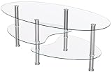 Rattanland® Couchtisch Glas - Couchtisch Oval - Glastisch Wohnzimmer - Wohnzimmertisch Glas - Couchtisch Rund Glas - Tisch Wohnzimmer Modern - Ovaler Couchtisch Kaffeetisch (Transparent)