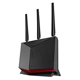 ASUS RT-BE86U WiFi 7 BE6800 Dual Band Gigabit Router (unterstützt 4096-QAM, Multi-Link-Betrieb (MLO), 10G-Port, abonnementfreie Netzwerksicherheit und umfassende VPN-Funktionen)