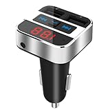 Bluetooth FM Transmitter,DeeprBetter KFZ Auto Bluetooth Radio Transmitter Adapter Bluetooth Freisprecheinrichtung mit 2 USB Auto Ladegerät Häfen (5V/3.1A) für Schnelles Sicheres Laden,3.5mm AUX Kabel