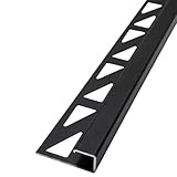 Dalsys Fliesenschiene Eckprofil Quadratprofil Aluminium (eloxiert) Schwarz 2,5m x 10mm, 1 Stück, Fliesenprofil