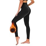 TNNZEET High Waist Leggings Damen Schwarz Leggins Blickdicht für Sport Gym, Schwarz Thermo,S-M