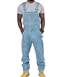 ORANDESIGNE Herren Jeans Latzhose Denim Overalls Jeanshose Männer Cargo Retro Jumpsuit Arbeitshose Blau Arbeitslatzhosen C Hellblau M