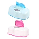 Ntcpefy 2 x Feuchttücherbox aus Kunststoff, automatische Hülle, echte Taschentuchhülle, Baby-Feuchttücher, Push-Up-Design, Taschentuchhalter, Zubehör, Blau und Rosa