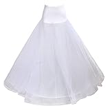 TUKA Reifrock Unterrock Elastisch 1 Ring mit Spitze, One-Size für Gr. 32 bis Gr. 42, Petticoat Vintage Retro Crinoline für Ballkleid Wedding Kleid Brautkleid Abendkleid, Weiß, TKB0019 White