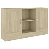 vidaXL Sideboard 2 Fächer 2 Türen Kommode Anrichte Beistellschrank Mehrzweckschrank Standschrank Schrank Sonoma-Eiche 120x30,5x70cm Holzwerkstoff