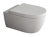 SSWW | Spülrandlose Toilette mit Softclose Toilettendeckel, Hänge-WC aus Keramik, Wand-WC, Tiefspüler | 54,5 cm lang
