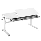 HOKO® Ergo-Study-Table COMPAKT Plus Kinderschreibtisch Weiß, ELIN, Manuell höhenverstellbar Kinder- und Jungendschreibtisch mit Neigung Einstellbarer Tischplatte, Größe von 120 x 60 cm