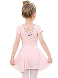 Ballettkleidung Mädchen Baumwolle Ballettkleid Balletttrikot Kurzarm Tanzkleid Tanzbody mit Chiffon Rock Tütü