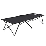 SONGMICS Feldbett, klappbar, Campingbett, Gästebett, Metallrahmen, 206 x 75 x 45 cm, bis zu 260 kg belastbar, Reisen, Outdoor, schwarz GCB25H