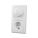 DELPHI Dimmer mit Schuko-Steckdose weiß, UP, 230V~ Unterputz Set Steckdose mit Drehdimmer Weiß