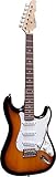 ELEKTROGITARRE SUNBURST - E-GITARRE MIT MASSIVHOLZKÖRPER - SICHTBARE HOLZMASERUNG - VISION SOUND - WEIßER PICKUP + KABEL - ST5SB