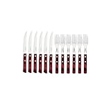 Tramontina Steakbesteck Pizzabesteck, 12-teiliges Set, für 6 Personen, Steakbesteckset, rostfreier Edelstahl, FSC zertifizierter Echtholzgriff, spülmaschinenfest, Rot