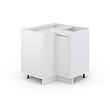 Vicco Eckschrank Fame-Line, Weiß Hochglanz/Weiß, 80.5 cm ohne Arbeitsplatte