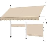 Yaheetech Klemmmarkise 300cm Breit Balkonmarkise mit Handkurbel Sonnenschutz ohne Bohren Sonnenmarkise höhenverstellbar Markise mit Gestell, Beige