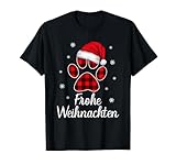 Weihnachtsoutfit Damen Mädchen Weihnachten Katze Hund Pfote T-Shirt