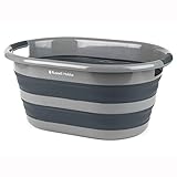 Russell Hobbs LA053879GRYEU ovaler zusammenklappbar faltbarer wäschekorb/wanne, 27L gross waeschekorb, silikon faltbar Aufbewahrungsbehälter/Organizer, tragbarer platzsparender Korb, Schwarz/Grau