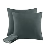 Aisbo Kissenbezug 80x80 2er Set - Kopfkissenbezug 80 x 80 Anthrazit mit Reißverschluss aus Mikrofaser Weich, 80x80cm Pillow Cover