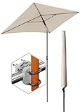 4smile Sonnenschirm Balkon SunnyShade Plus, Sonnnenschutz Balkon SET 3-in-1, Elfenbeinweiß - UV50+ Sonnenschirm rechteckig 200 x 125 cm + Sonnenschirmhalter Balkongeländer + Sonnenschirm Schutzhülle