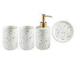 Badezimmer Set Handwaschflüssigkeitsflasche, Farbe: Terrazzo-Muster, Badezimmerzubehör, Lotionsflasche, Seifenflasche, tragbare Seifenspender (Color : 4 Piece Set)