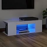 LVHUIDEH Modernes TV-Schrank mit LED-Leuchten, Holz Beistellschrank, TV-Tisch, Lowboard, Medienschrank, TV-Ständer, Fernsehschrank für Wohnzimmer Schlafzimmer 90 x 39 x 30 cm