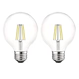 WULUN 4 W LED-Leuchtmittel mit Glühfaden, E27, G80, entspricht 40 W Glühlampe, Vintage-Glaslampe, 400 lm, 2700 K, Warmweiß, 360-Grad-Abstrahlwinkel, nicht dimmbar, 2 Stück