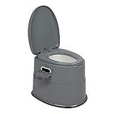LEADZM Campingtoilette Tragbare Reisetoilette Mobile Toilette für Camping Mit Sitz, Deckel und Toilettenpapier-Halter (Grau)