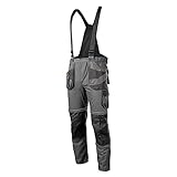 NEO TOOLS Herren Arbeitshose 6-in-1 – kurze Hose, Herrenhose, Latzhose, 100% Baumwolle 260 g/m², abknöpfbarer Hosenträger, Multifunktionstaschen, elastischer Gummibund, Größe:3XL, grau