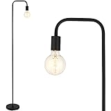 BBHome Retro Stehlampe Gebogen, Minimalistische Metall Stehlampe mit Fußschalter für Schlafzimmer, Wohnzimmer, Lesen, Büro I 165 cm I E27(Schwarz)