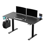 ULTRADESK Level V2 Computertisch Gaming-Schreibtisch - und Arbeitstisch mit elektrischer Höhenverstellung | Höhenverstellbarer elektrisch|Interner Speicher für 2 Einstellungen, Stahlgestell, 140x68cm