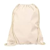 Veproli Baumwoll Turnbeutel Sportbeutel Zuziehbeutel Gymsack Sack Jute Schule Rucksack (Natur)