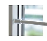 Klemmstange für Fenster Gardine Länge wählbar bis 120 cm, ausdrehbar mit Saugknopf (Weiß 60-90 cm)