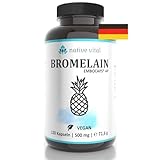Bromelain - 500 mg (2400 F.I.P) - 120 magensaftresistente Kapseln - Hochwirksames Enzym aus Ananasextrakt - Made in Germany - Vegan