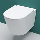AICA Wand WC spülrandlos Hänge WC mit Lotus Effekt Soft Close Toilette Einfach Abzunehmender Sitz Weiß Rund Modernität丨375