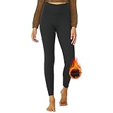 DDOBB Thermo Leggings Damen Gefüttert High Waist Thermoleggins Lang Mit Innenfleece Warm Teddy Sportleggins Strumpfhosen Thermohose Laufhose Winterkeid(A-Schwarz, (DE34-40)=S-M)