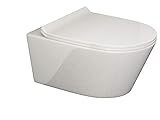 SSWW | Hänge-WC mit abnehmbaren WC-Sitz, weiß, spülrandlose Toilette, Nanobeschichtung & Absenkautomatik | 54 cm lang