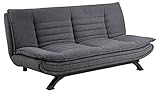 AC Design Furniture Jasper Bettcouch Dunkelgrau/Schwarz, Schlafsofa mit 3 Liegepositionen, Moderner 3-Sitzer Ohne Armlehne, Gepolstert mit Schwarzen Metallbeinen, L: 196 x H: 91 x T: 98 cm