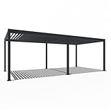 Weide Elektrische Deluxe Pergola mit LED | Voll-Alu-Pavillon | 3,6 x 7,2 M | Lamellendach anthrazit