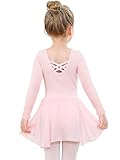 Ballettkleidung Mädchen Baumwolle Ballettkleid Balletttrikot Kurzarm Tanzkleid Tanzbody mit Chiffon Rock Tütü